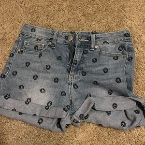 Smiley face jean shorts